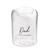 Glass Tea Light Holder With Feather - Dad 9.8cm