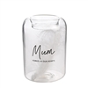 Glass Tea Light Holder With Feather - Mum 9.8cm