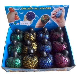 LED Squeezable Ball In Net 4 Assorted