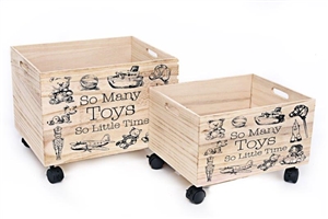 Set 2 Wheeled Storage Crates 43cm