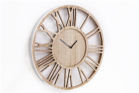 Silver And Wooden Wall Clock 40cm
