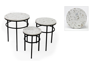 DUE FEB Medium Set Of 3 Terrazzo Marble Tables 38cm