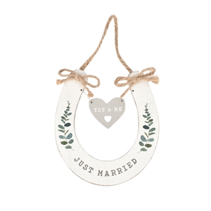 Just Married Horse Shoe Plaque