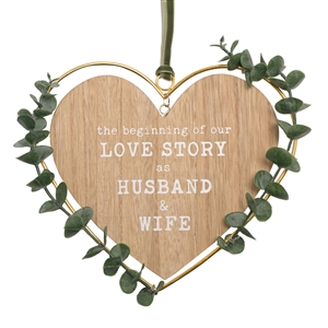 Love Story Heart Plaque With Leaves