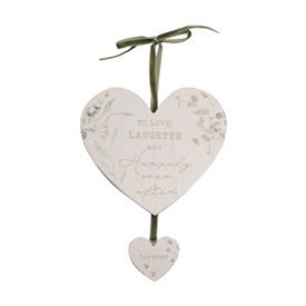 Hanging Double Heart Plaque Happily Ever After