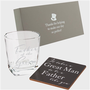 Amore Whisky Glass & Coaster - Father Of Groom