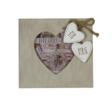 Love Story Wooden Heart Frame