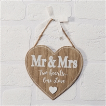 Love Story Mr And Mrs Heart Plaque 14cm SOLD IN 3's