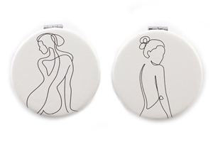 Woman Art On Compact Mirror 2 Assorted 6cm