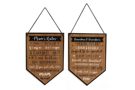 2asst Wooden Rules Banner Plaque 28cm