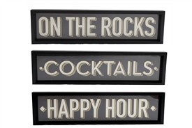 3asst Glass And Wood Bar Signs Wall Art 50cm