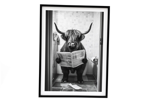 Cow Tiolet Framed Canvas 60cm
