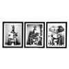 3asst Safari Animal On Toilet Framed Canvas 25cm