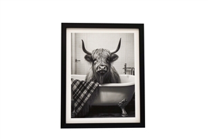 Cow In Bath Canvas 25cm