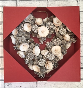 White Pinecone & Rose Wreath 36cm