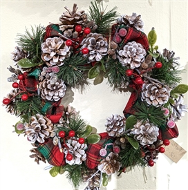 DUE EARLY AUGUST Traditonal Tartan Festive Christmas Wreath 36cm