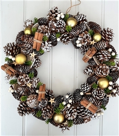 DUE EARLY AUGUST LARGE Cinnamon Festive Christmas Wreath 48cm