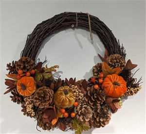 Traditional Colours of Autumn Half Wreath 36cm