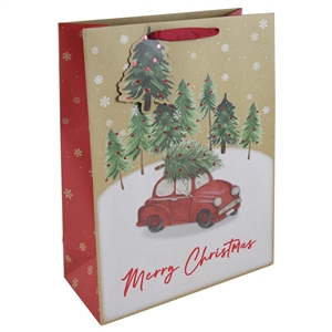 Extra Large Car With Christmas Tree Gift Bag 45cm