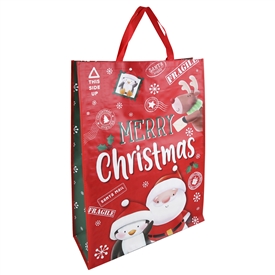 Extra Large Jumbo Woven Shopping Bag - Santa & Penguin 70cm