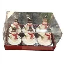 Christmas Snowmen Tea Light Candle Set 6cm