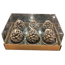 Christmas Pine Cone Tea Light Candle Set 5cm