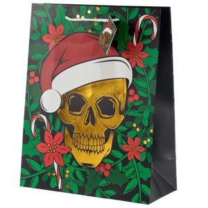 Large Christmas Skull Gift Bag 33cm