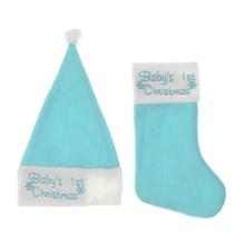 Blue Baby Hat and Stocking Set