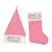 Pink Baby Hat and Stocking Set