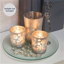 Set of Silver Tealight Holders on Glass Tray