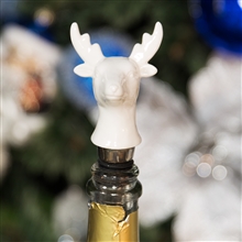 White Ceramic Reindeer Bottle Stopper 13cm