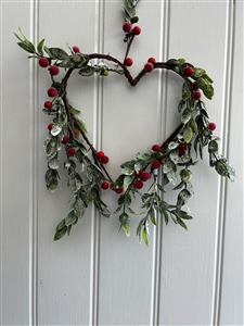 Red Frosed Berry Foliage Heart