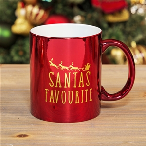 Santa's Favourite Red And Gold Electroplated Mug