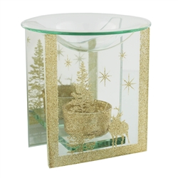 Gold Glitter Tree Glass Wax Melter / Oil Burner