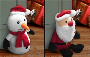 2asst Santa/Snowman Doorstop