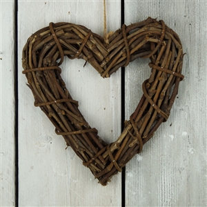 Brown Rattan Heart Wreath 32cm