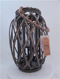 Greywash Wicker Lantern