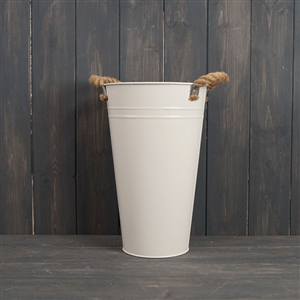 Large Cream Zinc Flower Bucket 30cm