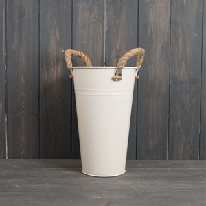 Medium Cream Zinc Flower Bucket 25cm