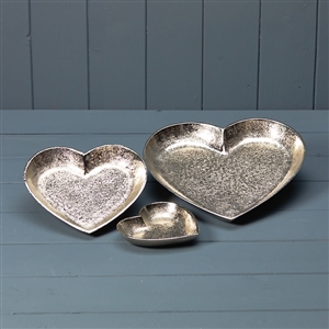 Silver Heart Shape Plate 11cm