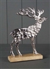 Large Silver Reindeer On Wooden Base 24cm