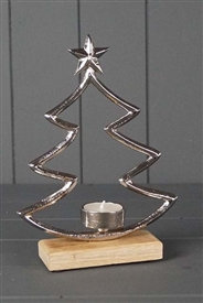 Silver Tree Tealight Holder 22.5cm
