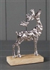 Medium Metal Silver Reindeer On Base 18.5cm