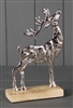 Large Metal Silver Reindeer On Base 21.5cm