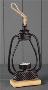 Black Lantern Frame Tealight Holder 22cm