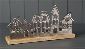 Silver Town Scene Tealight Holder