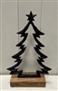 Medium Metal Black Tree On Wood Base 21cm