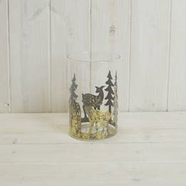 Large Glass Candle Holder With Trees