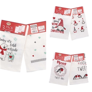 3asst Pk 3 Christmas Tea Towels