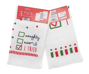 Pk 3 Naughty/Nice Tea Towels